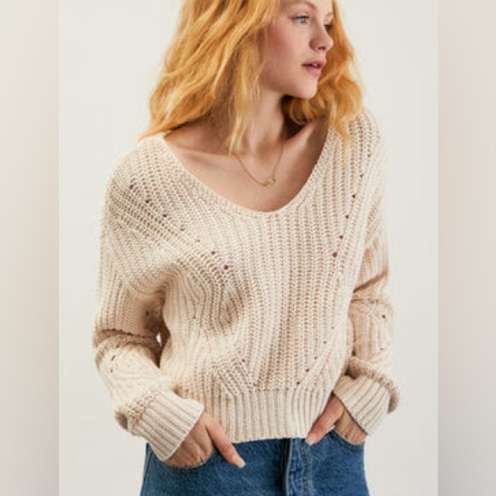 Pacsun LA Hearts Ivory V-Neck Sweater